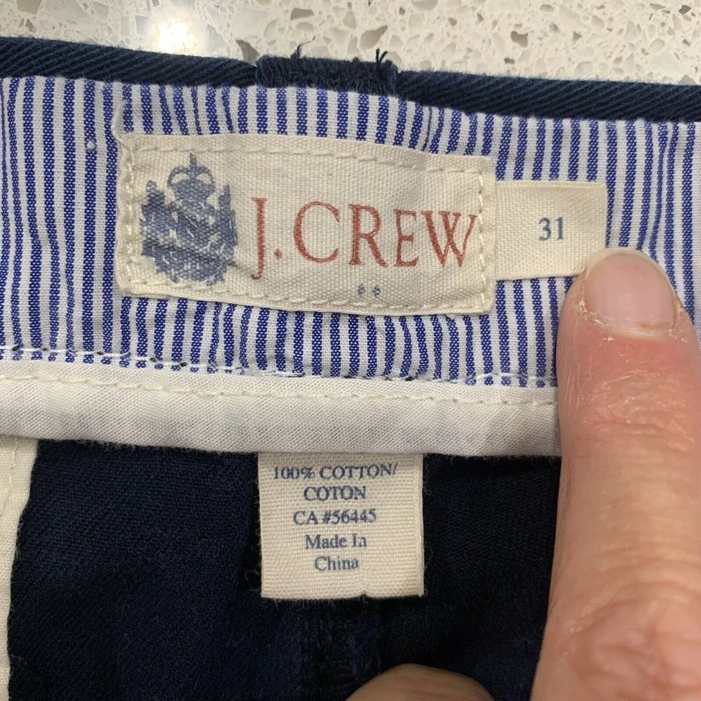 J.Crew 31 Chino Shorts Navy Blue Embroidered Anchor 92063 Nautical Preppy Mens